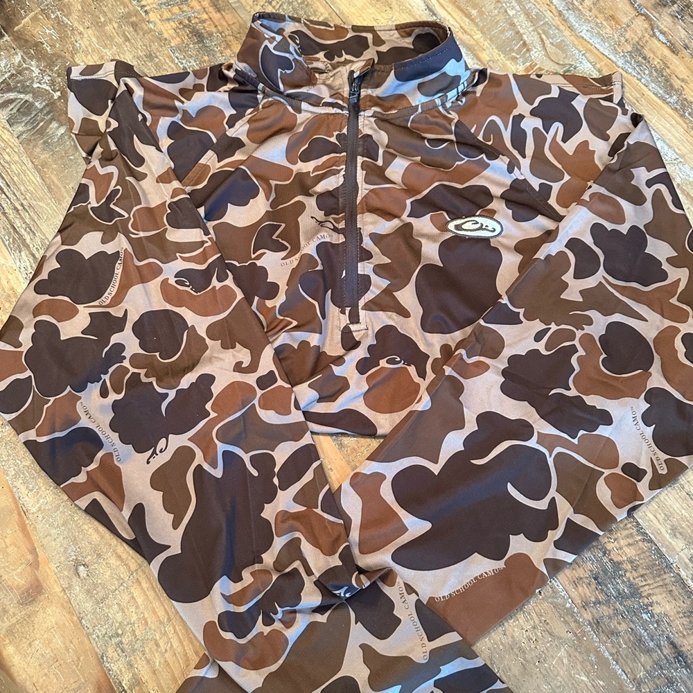 Drake Waterfowl Old School Camo Quarterzip XL